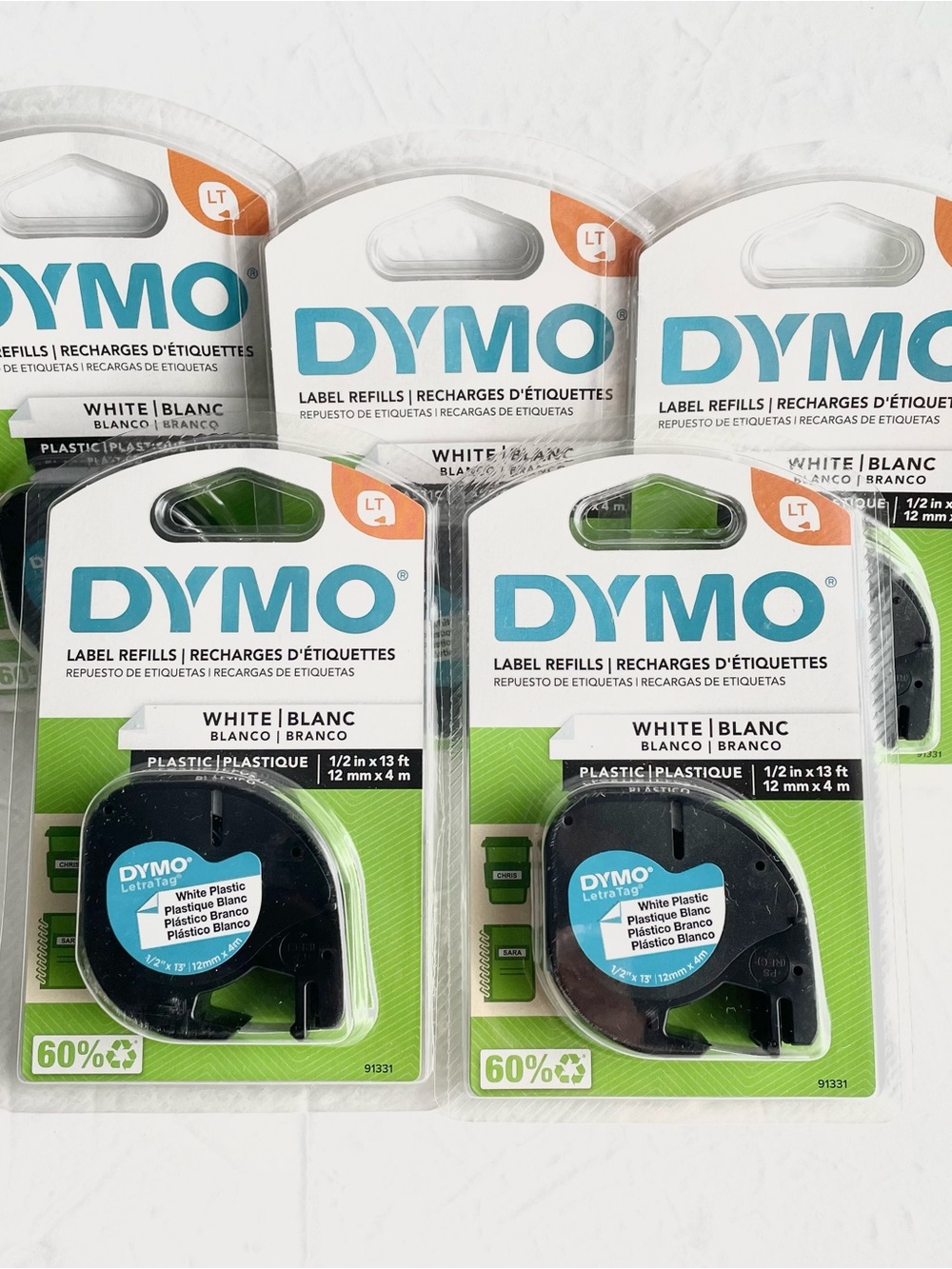 Dymo LetraTag Black Cartridge with White Label Tape